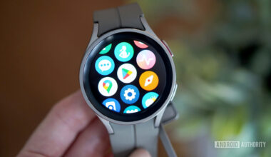 A Samsung Galaxy Watch 5 Pro displays its app gallery.