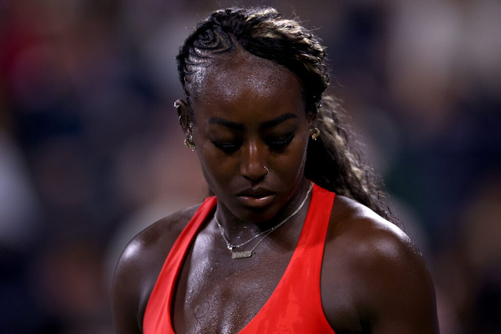 Alycia Parks looks on during her match against Mirra Andreeva at the 2025 US Open.