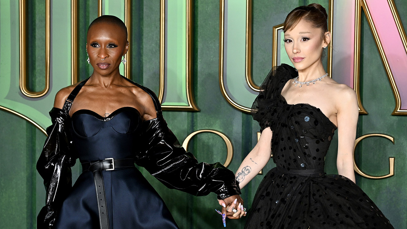 Cynthia Erivo and Ariana Grande attend the "Wicked: For Good" European Premiere at Cineworld London Leicester Square on November 10, 2025 in London, England.