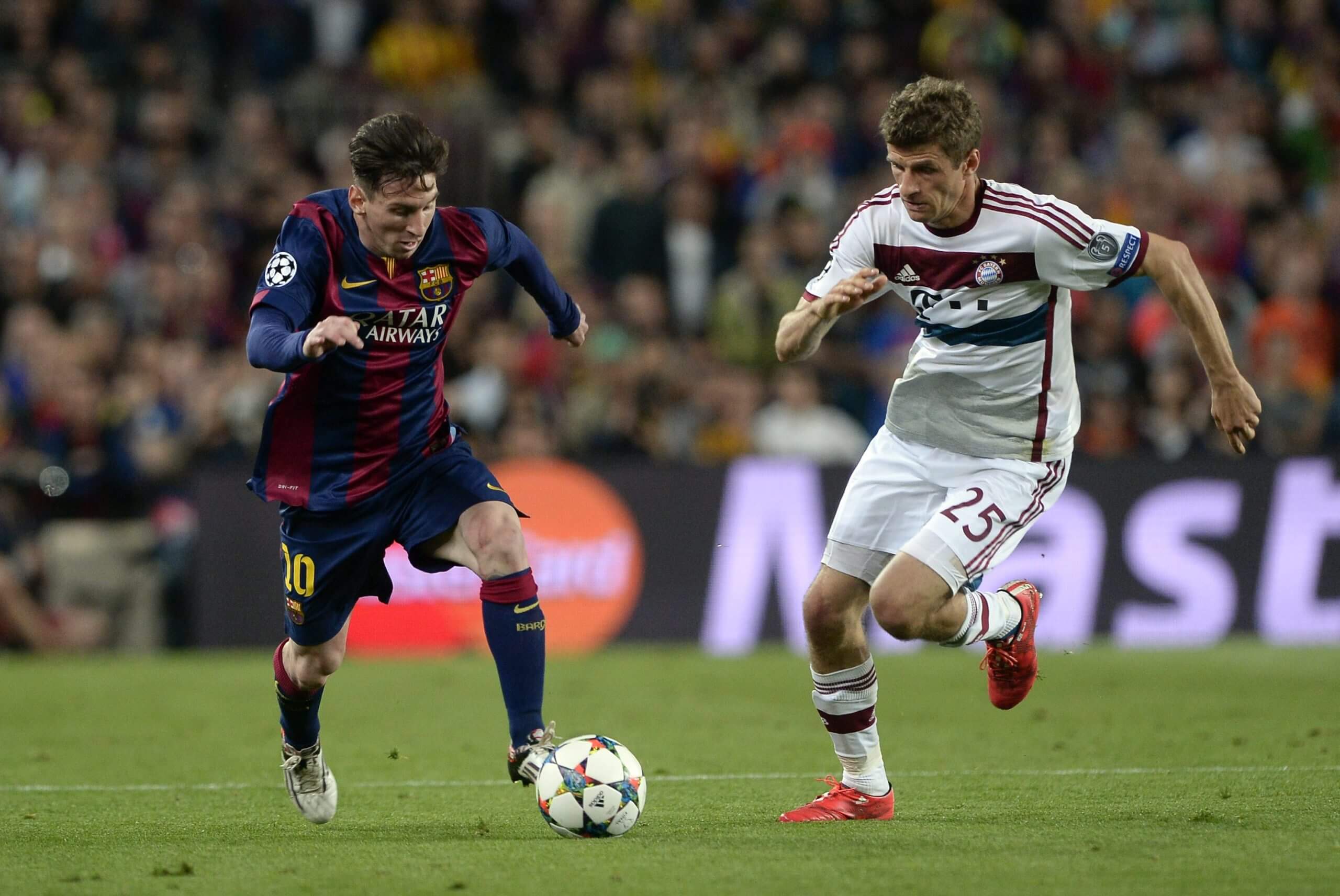 Lionel Messi and Thomas Muller in the 2014-15 UEFA Champions League
