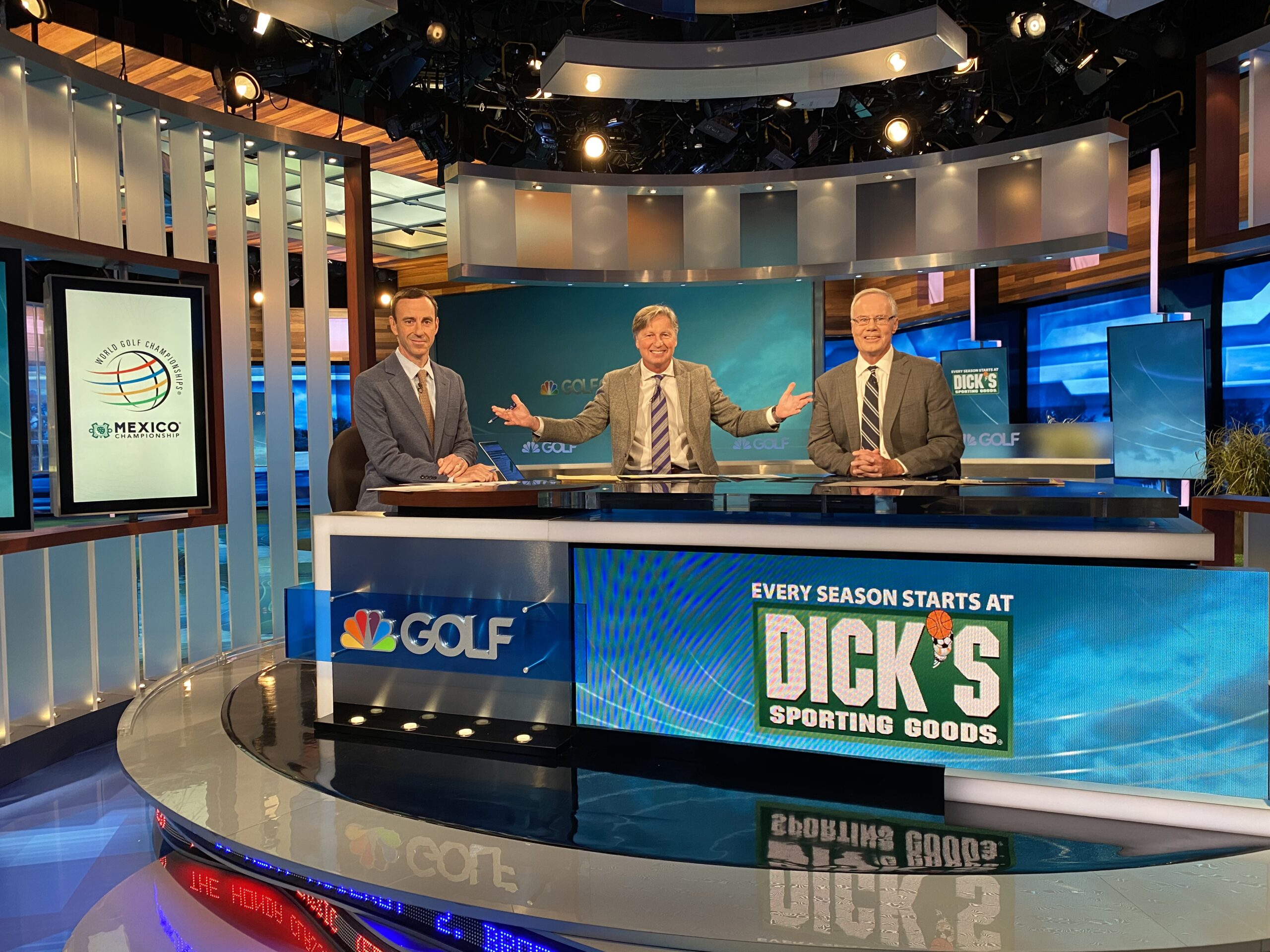 Mark Rolfing Iright) is shown here in the studio at The Golf Channel in this recent photo. Courtesy photo