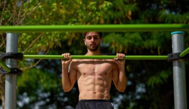 A man works out in a public park in Madrid.