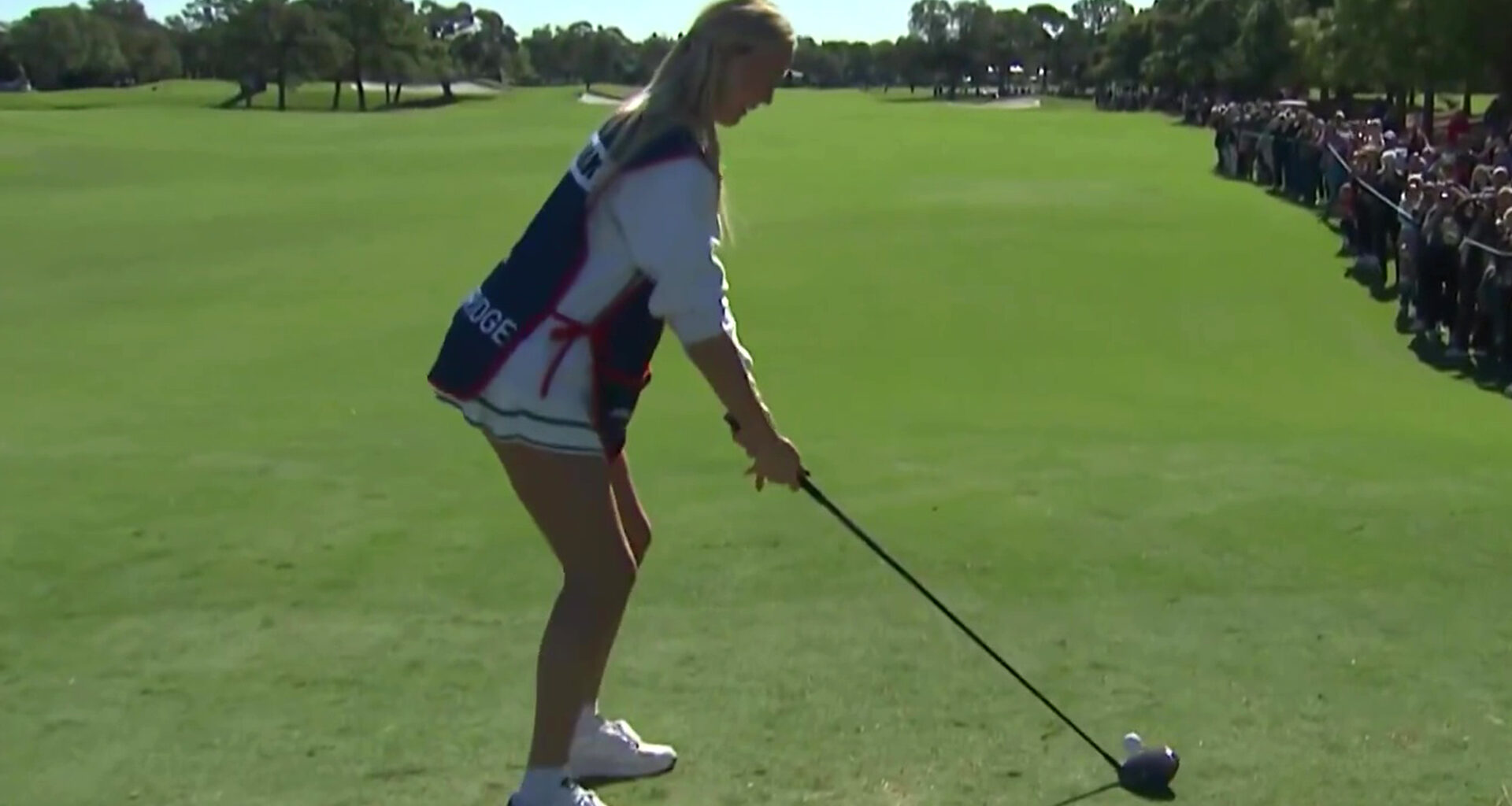 Shock moment WNBA star Sophie Cunningham hits fan with wild tee shot