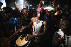 Haitans celebration World Cup qualification in Port-au-Prince.