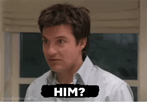 Gif of Jason Batemen in Arrested Development saying "her?" but the text reads "him?"