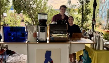 Owners of Stroll Coffee at their coffee cart.