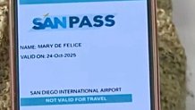 This is what the SAN Pass looks like on a cell phone. It is shown to a TSA agent, and can not be printed or transferred to someone else, November 23, 2025.