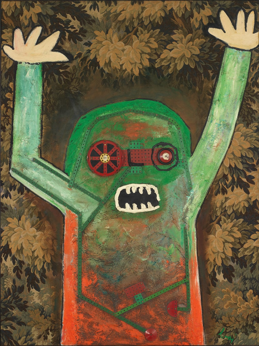 "Fire! Fire!," completed in the early 1960s by Enrico Baj, features a character that...