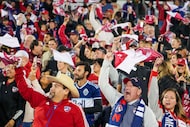 FC Dallas supporters wave rally towels as their team takes the pitch before the first half...