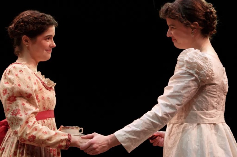 Clara Marsh and Lindsay Ehrhardt in Georgiana and Kitty: Christmas at Pemberley.