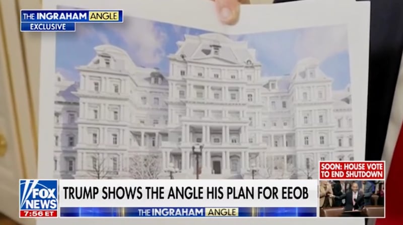 Mock-up of the renovations to the Eisenhower Executive Office Building