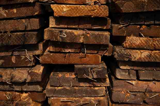 Wood saved from a former Valley Plaza Shopping Center building...