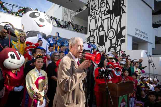 Publicist Steve Moyer tries out a bullhorn when the PA...