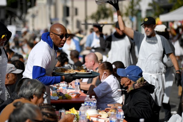 The Los Angeles Midnight Mission serves its annual Skid Row...