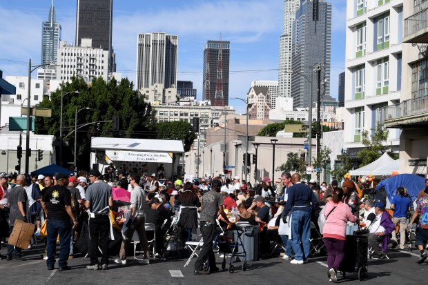 The Los Angeles Midnight Mission serves its annual Skid Row...