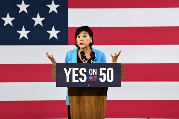 Representative Judy Chu speaks at a Get Out The Vote...