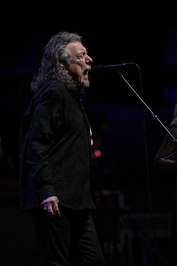 Robert Plant performs with his band, Saving Grace, featuring vocalist...
