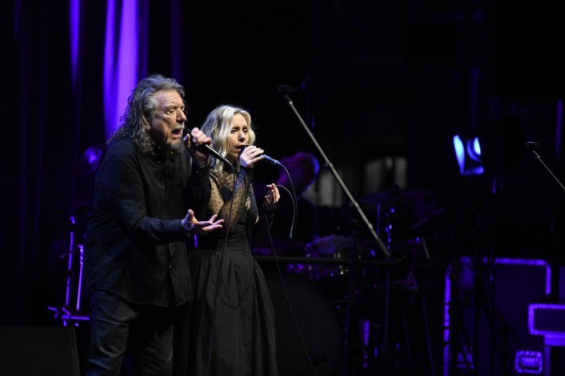 Robert Plant performs with his band, Saving Grace, featuring vocalist...