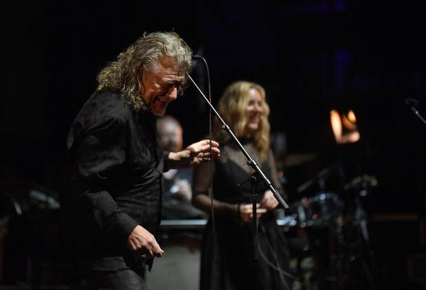 Robert Plant performs with his band, Saving Grace, featuring vocalist...
