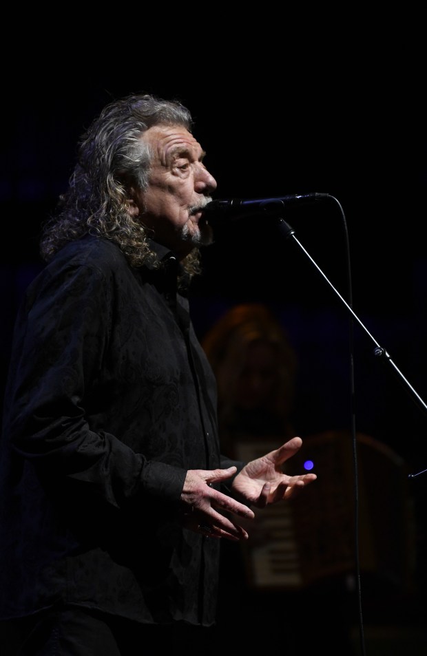 Robert Plant performs with his band, Saving Grace, featuring vocalist...