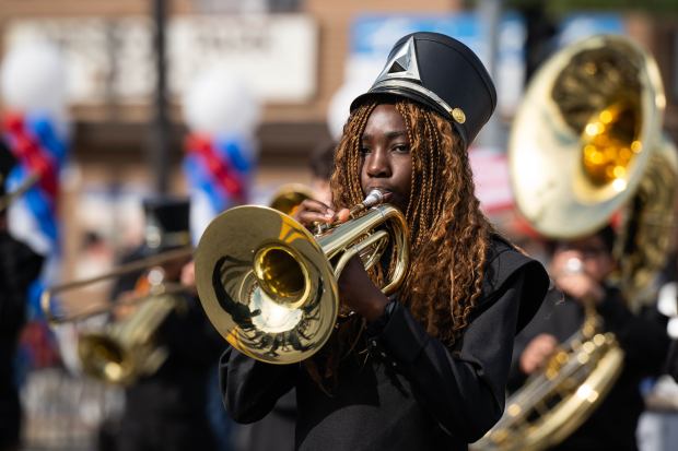 The Porter Middle School band performs in the San Fernando...