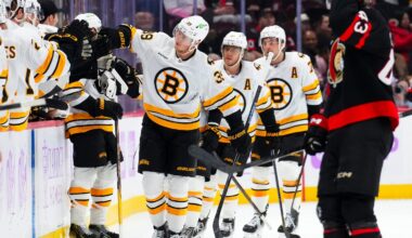 Morgan Geekie and his Bruins teammates have added a special touch to the line of fist bumps at the bench after scoring a goal.