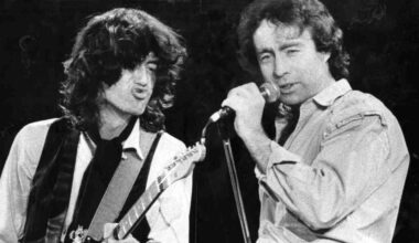 The Firm’s Jimmy Page and Paul Rodgers performing onstage in 1983
