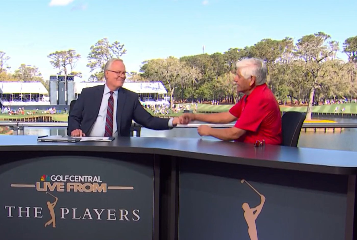Mark Rolfing interviewed Lee Trevino at The Players championship in 2025. Courtesy photo