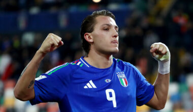 UDINE, ITALY - OCTOBER 14: Mateo Retegui of Italy celebrates scoring his team