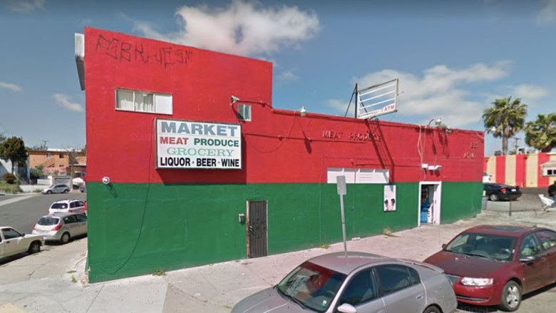 Mike's Market - with a green and red facade on a street corner