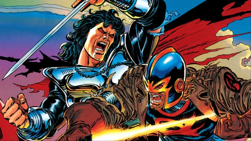 Black Knight and Proctor fighting against each other