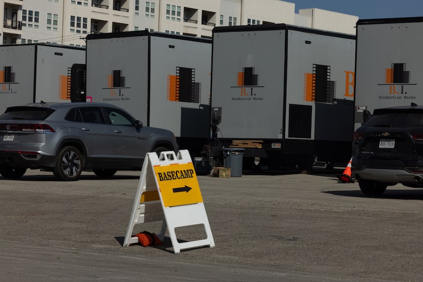 The base camp for the production of "Dutton Ranch" can be seen near KPMG Plaza on Nov. 17,...
