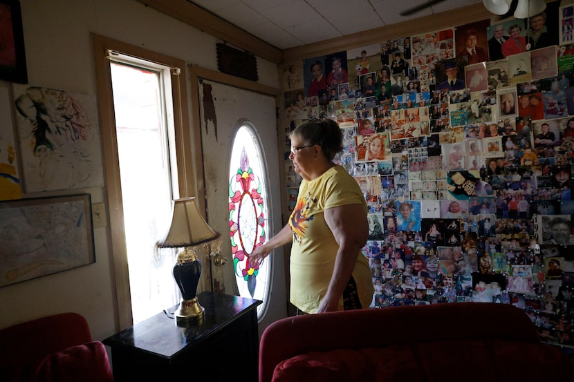 Yvonne Blackstock stands by a front entrance in her house, Tuesday, Sept. 16, 2025, in Dallas.