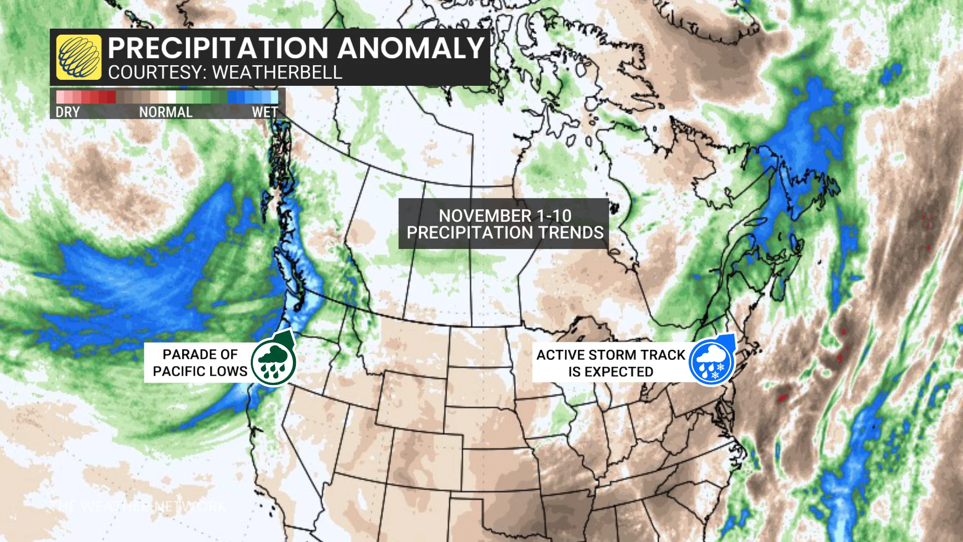 November Outlook 2025 Early Precipitation Anomaly