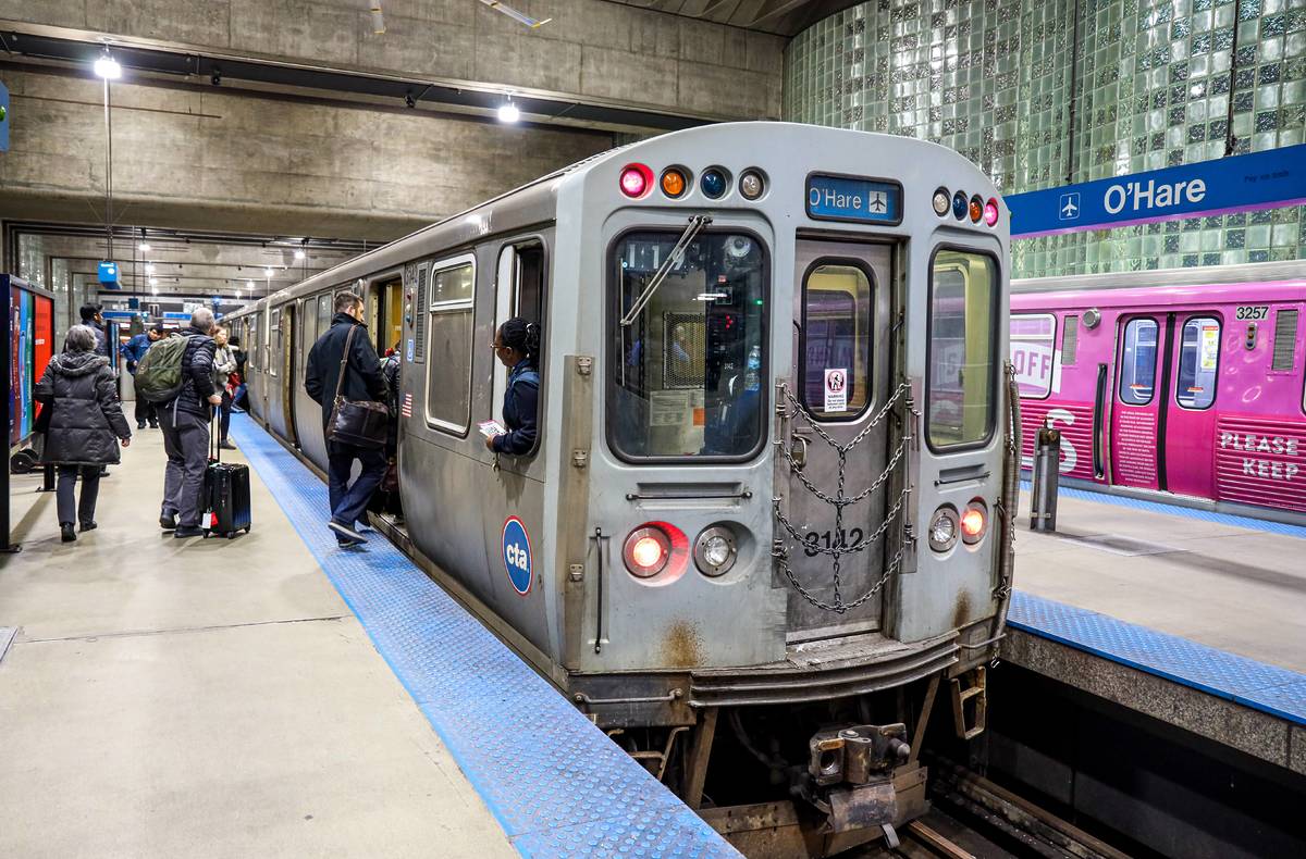 CHICAGO, ILLINOIS - MARCH 12, 2019: The Blue Line terminal at O'Hare International Airport