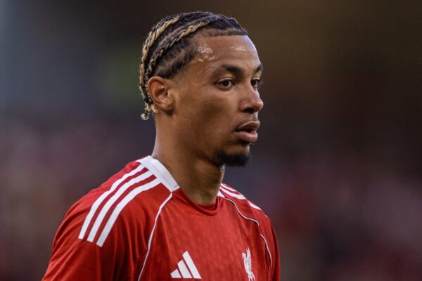 LIVERPOOL, ENGLAND - Monday, August 4, 2025: Liverpool's Hugo Ekitike during a pre-season friendly match between Liverpool FC and Athletic Bilbao at Anfield. (Photo by David Rawcliffe/Propaganda)