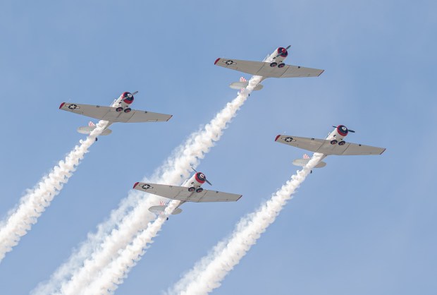 The Condor Squadron performs a flyover during the Veterans Day...