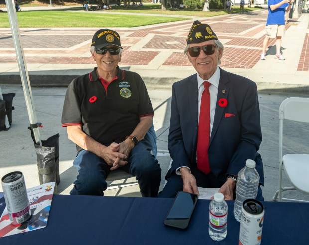 American Legion Pasadena members Rich Castellano and Eagle Linker during...