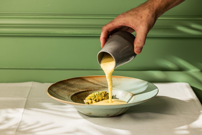 Corn soup was on the menu at Ella, an American bistro in Dallas that closed in October 2025.