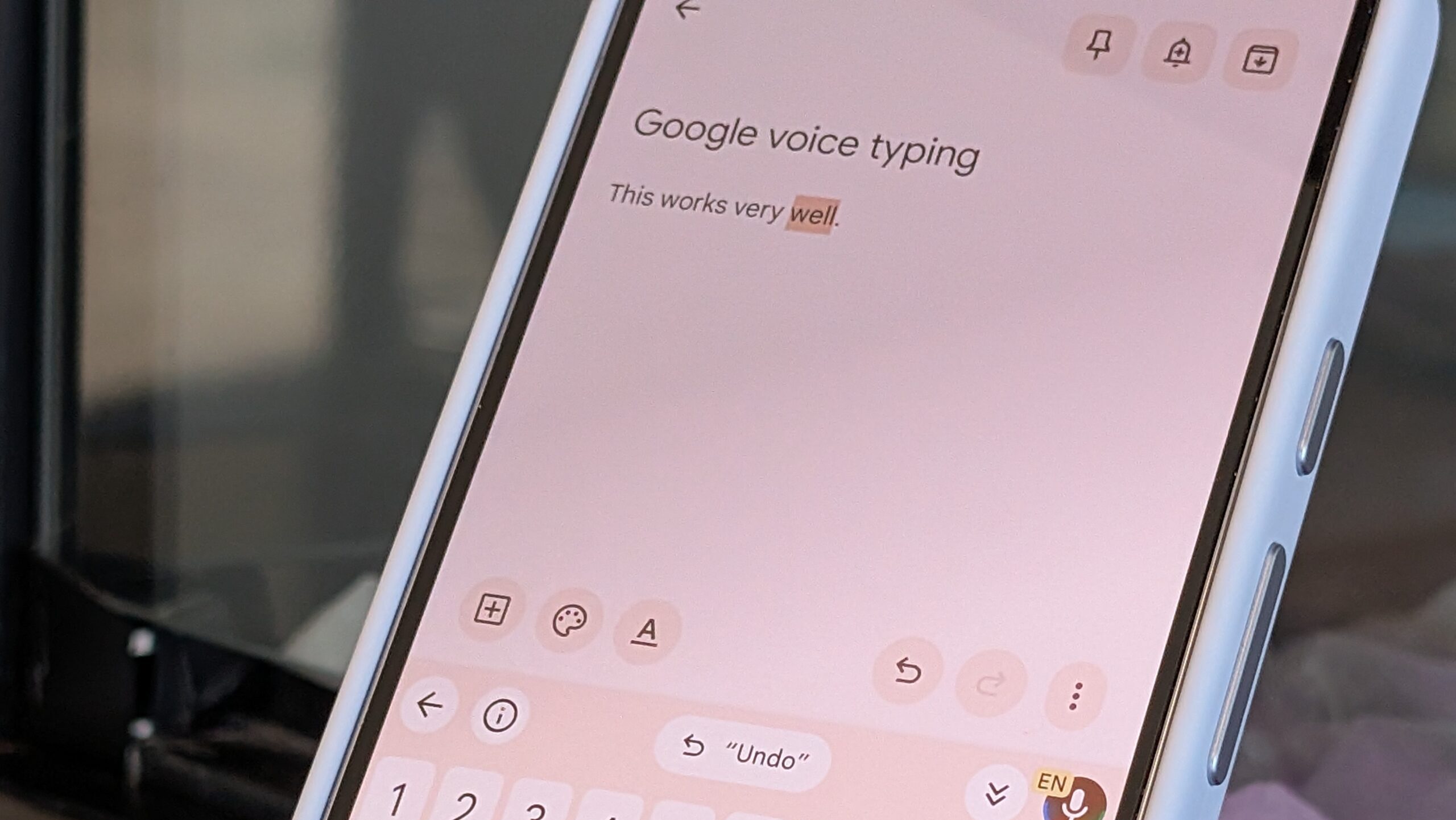 Gboard voice typing on Pixel 10 Pro in Google Keep