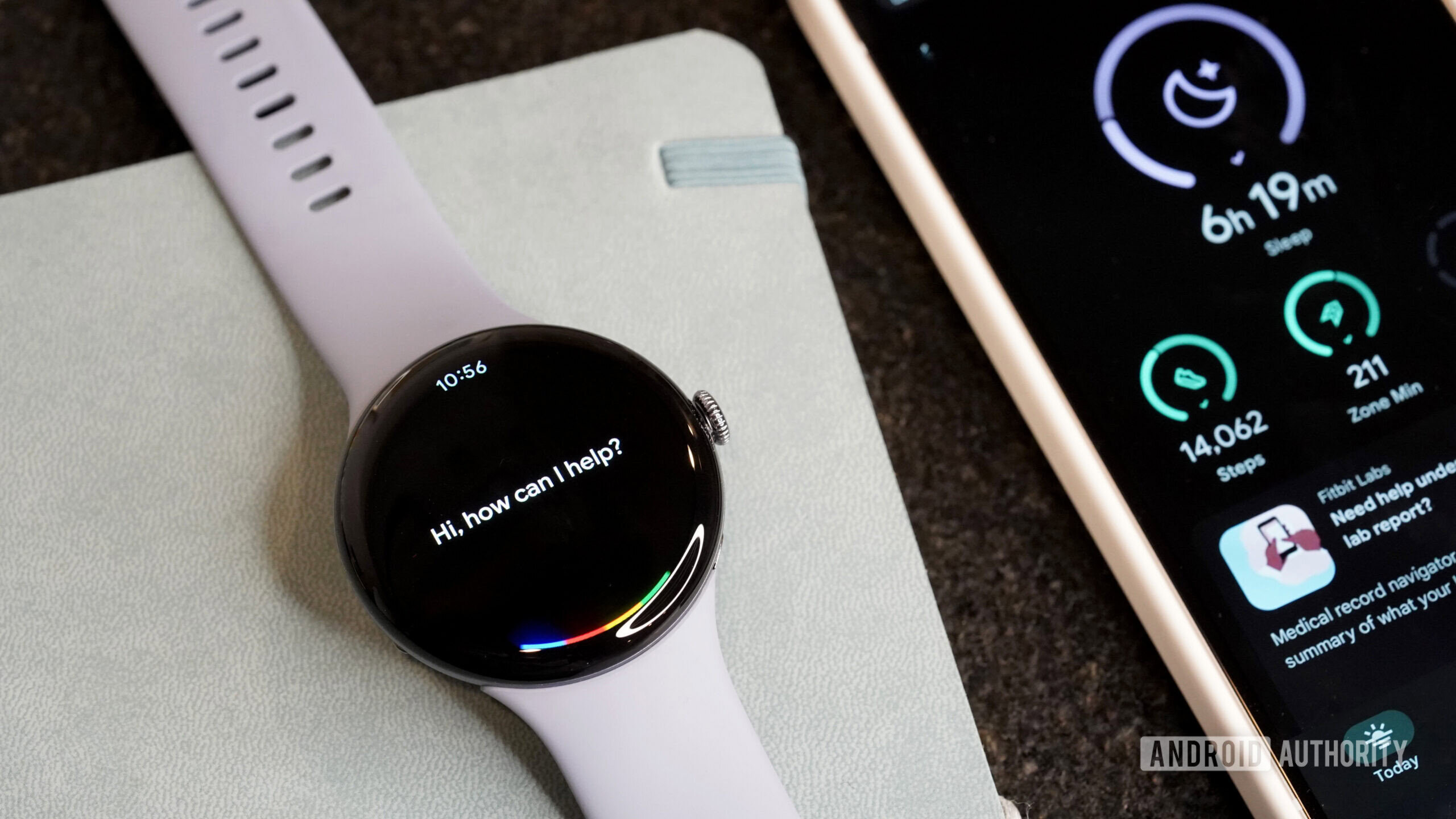 A Pixel Watch 4 displays Gemini.