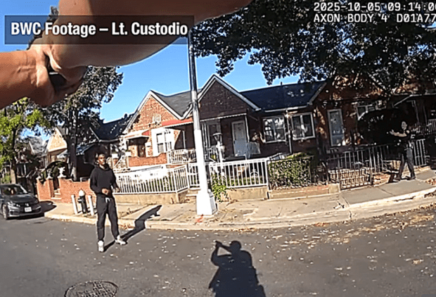 As seen in a police lieutenant's body-cam video, multiple cops shouted at Royston Bacchus to drop the gun he was holding in his hand until he was fatally shot. (NYPD)