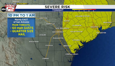Strong Storms Possible East of San Antonio Tonight