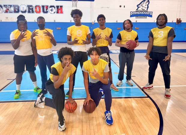 Roxborough High students in the Mentor Program gave the men in blue a run for their money. (Photo by Rick Cawley)