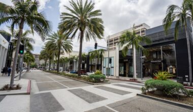 Rodeo Drive is a world famous luxury shopping street located in Beverly Hills, Los Angeles, Caifornia.