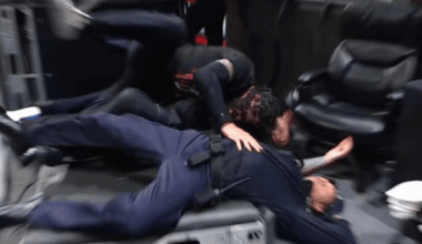 Roman Reigns is out here spearing cops on Raw