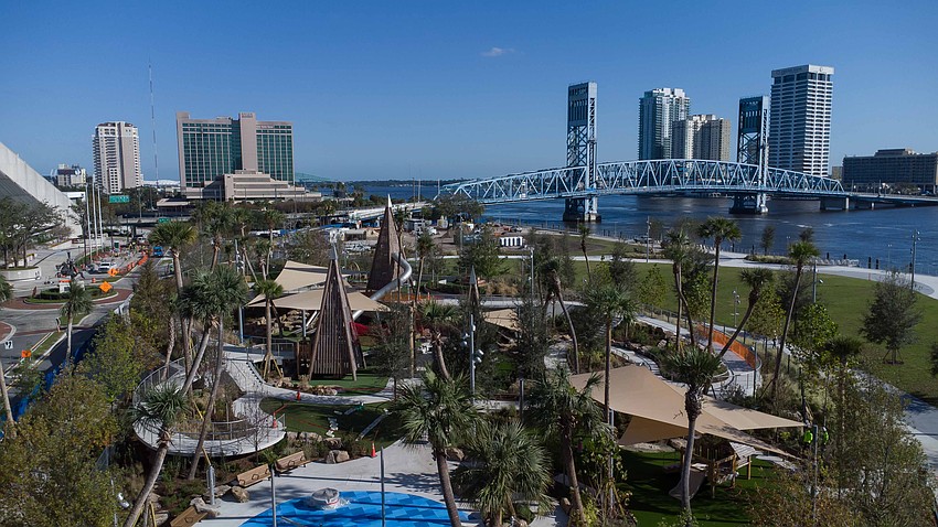 Riverfront Plaza is the park built on site of the demolished Jacksonville Landing in Downtown Jacksonville. Riverfront Plaza is the park built on site of the demolished Jacksonville Landing in Downtown Jacksonville.