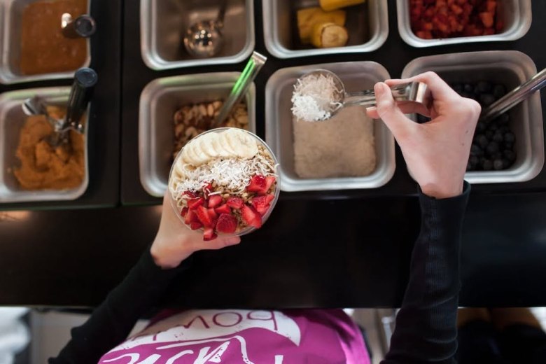 Diners at Rush Bowls  can pick from a variety of topping to customize their healthy treats. 