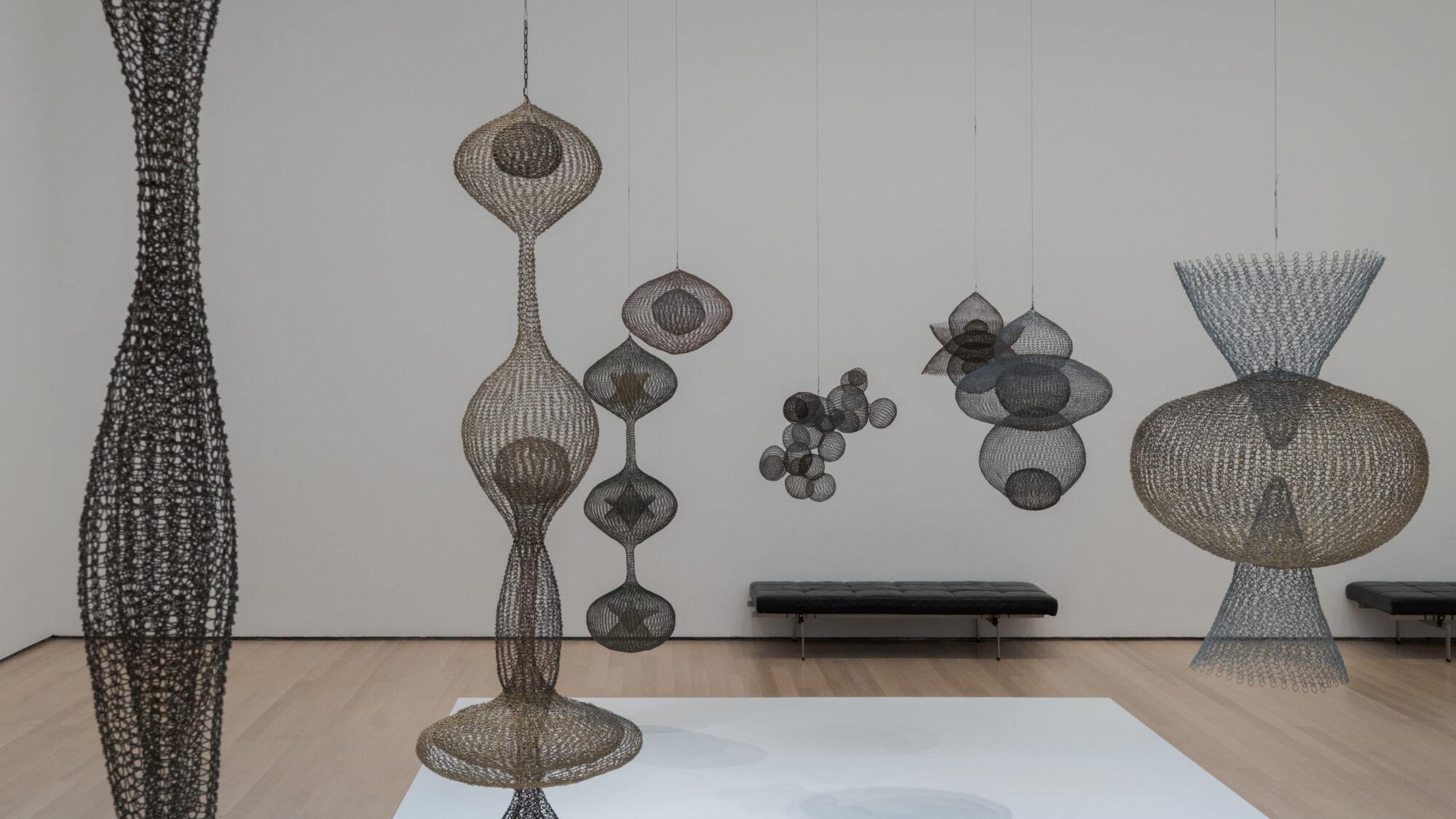 Installation view of “Ruth Asawa: A Retrospective” on view at the Museum of Modern Art.