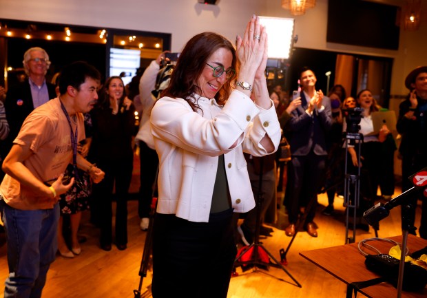 Santa Clara County Supervisor Susan Ellenberg celebrates early results at...